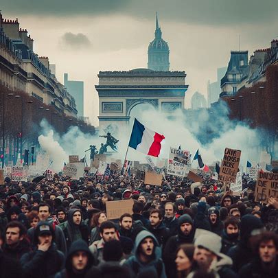 Crowds of protesters in Paris